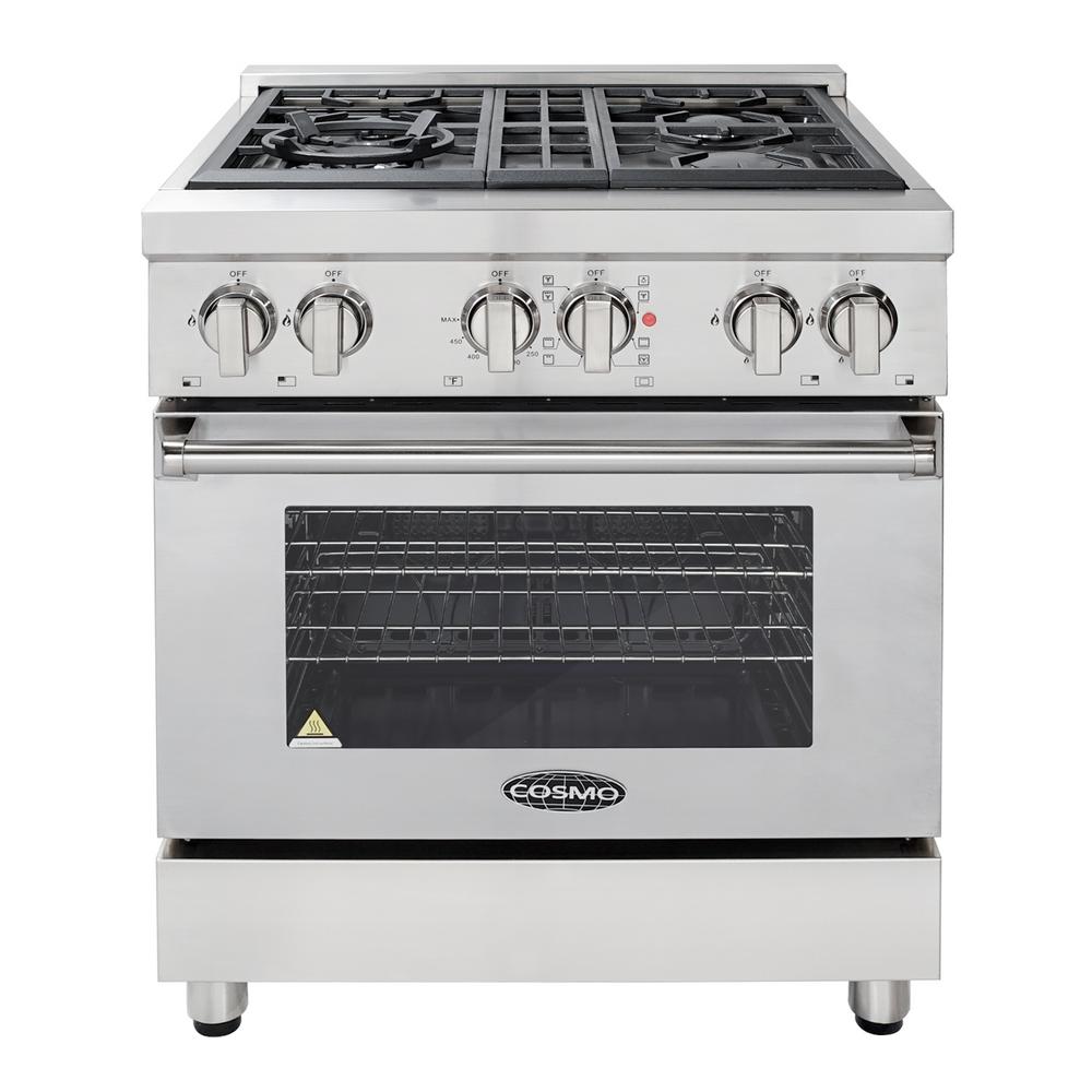 Cosmo CommercialStyle 30 in. 3.9 cu. ft. Dual Fuel Range with 4