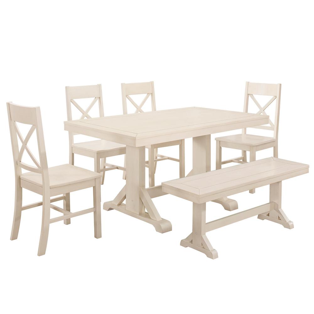 Walker Edison Furniture Company Millwright 6 Piece Antique White Walker Edison Furniture Company Millwright 6 Piece Antique White Wood Dining Set