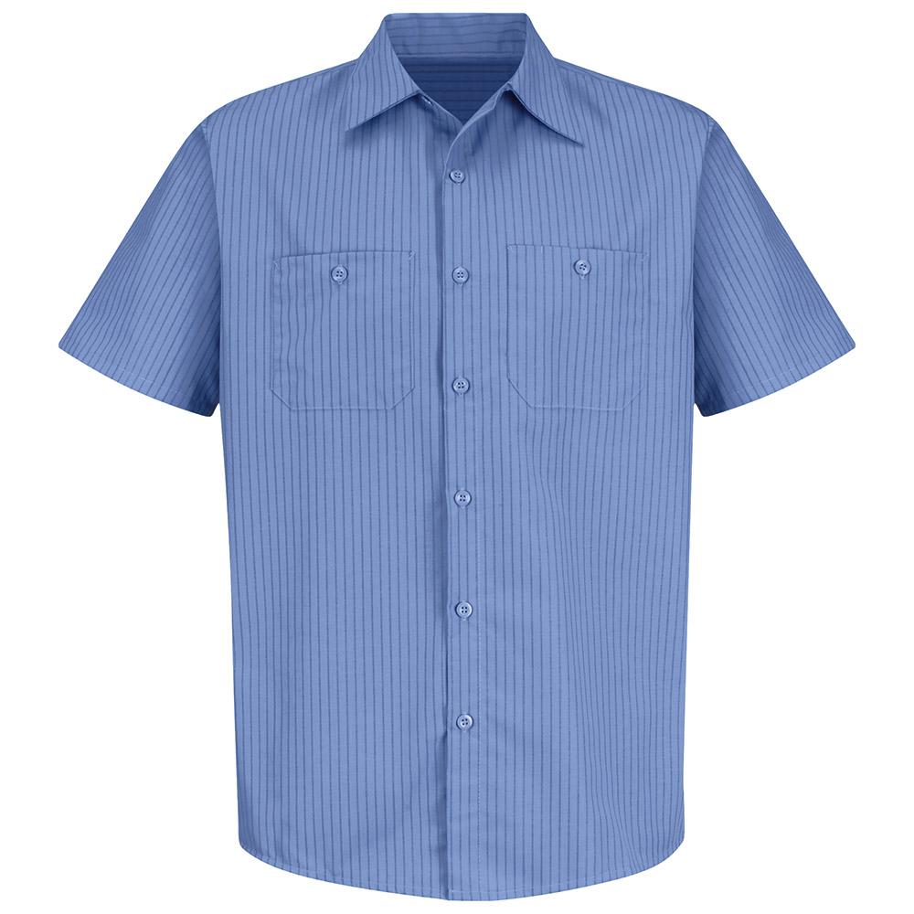 Red Kap mens Long Sleeve Industrial Stripe Work Shirt Light Blue//Navy Stripe Medium