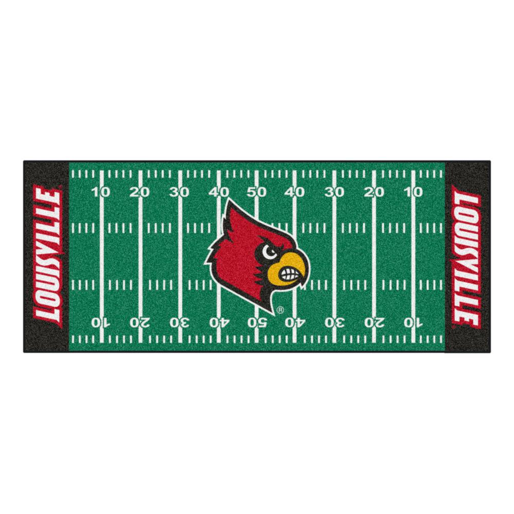University Of Louisville Area Rugs The Home Depot University Of Louisville 3 Ft X 6 Football Field Runner Rug