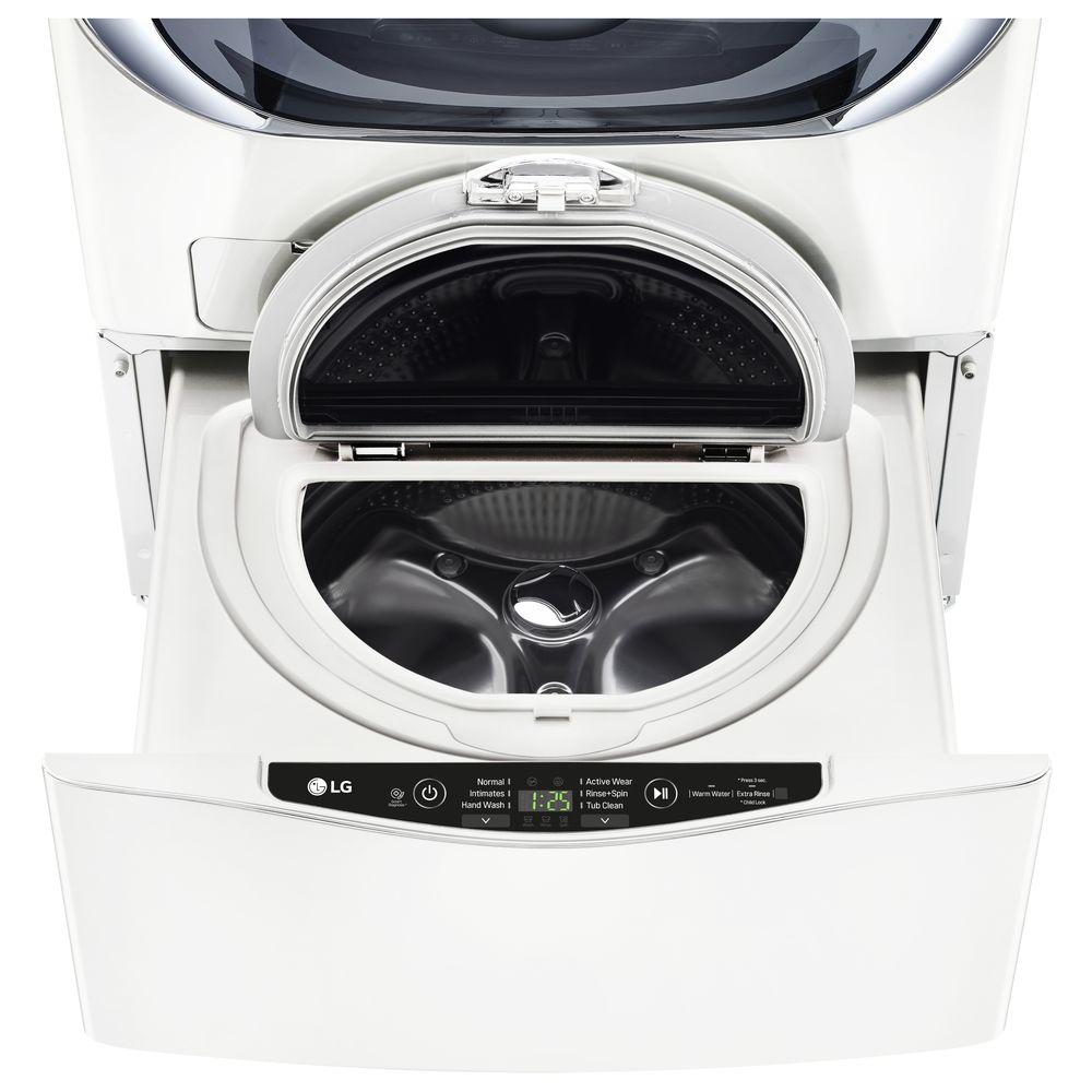 LG Electronics 27 in. 1.0 cu. ft. SideKick Pedestal Washer with TWINWash System Compatibility in White