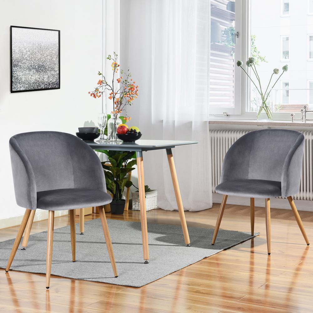 Unbranded Grey Fabric Slipcovered Dining Chairs Modern Kitchen Upholstered Arm Chairs Set Of 2 Kd Ynez Grey Kd 2pc Sy The Home Depot