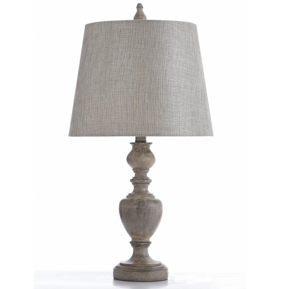 StyleCraft 25 in. Distressed Gray/Cream Table Lamp with Gray/Cream