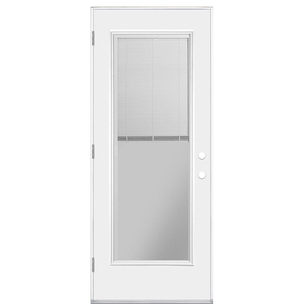 Masonite 32 In X 80 In Full Lite Miniblind Primed Left Hand