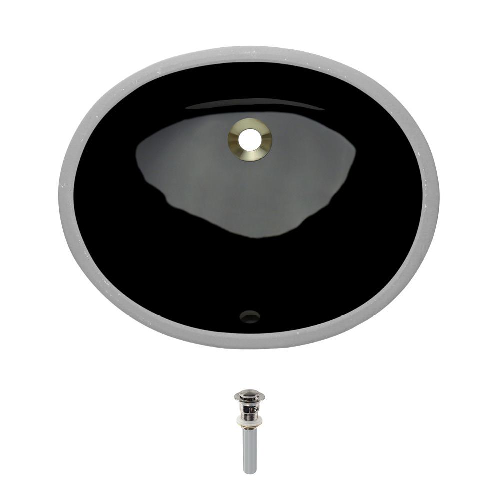 Mr Direct Undermount Porcelain Bathroom Sink In Black With Pop Up Mr Direct Undermount Porcelain Bathroom Sink In Black With Pop Up Drain Brushed Nickel