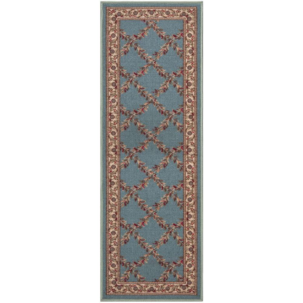 Ottomanson Floral Trellis Design Sage Green 1 ft. 10 in. x 7 ft. Non