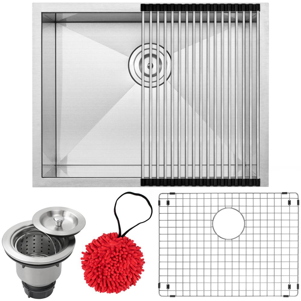 Ticor Pacific Zero Radius Undermount 16 Gauge Stainless Steel 22 5 In Single Basin Kitchen And Bar Sink With Accessory Kit