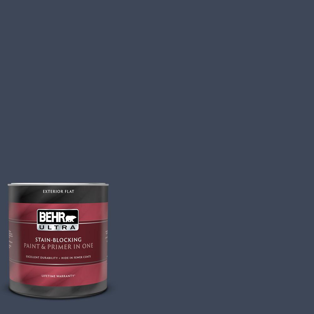 BEHR ULTRA 1 qt. M5007 Very Navy Flat Exterior Paint and Primer in