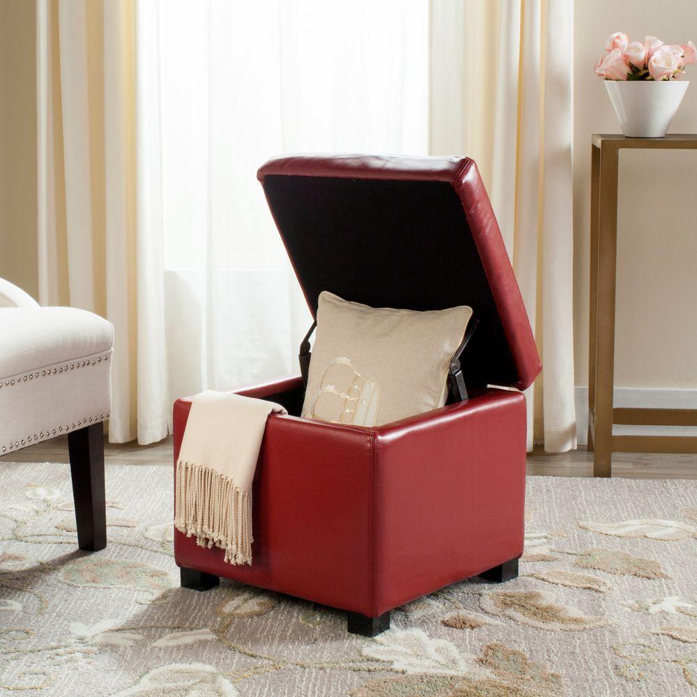 Safavieh Jonathan Red Storage Ottoman Hud4007r The Home Depot Internet 206703071 5 Safavieh Jonathan Red Storage Ottoman