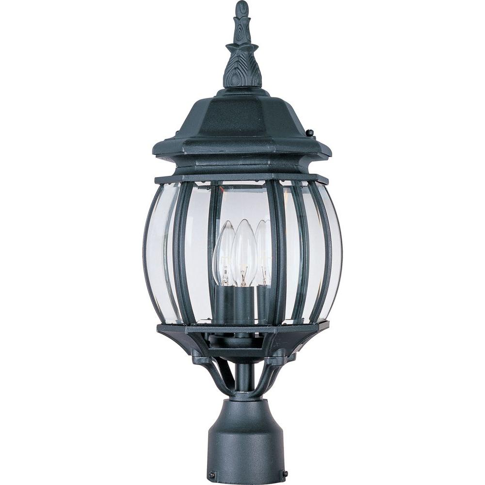 Glomar Central Park 3 Light White Outdoor Post Lantern With Clear Beveled Glass Shade Hd 897 The Home Depot