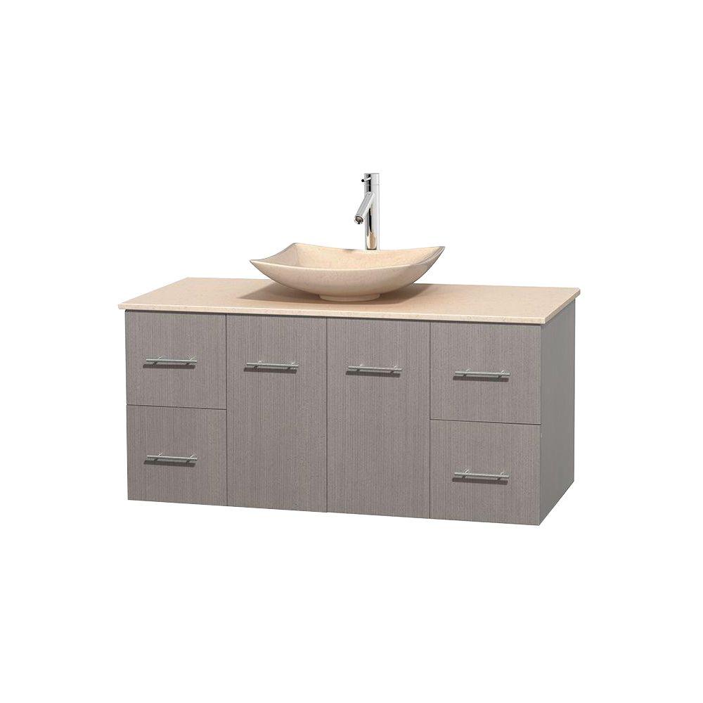 Wyndham Collection Centra 48 in. Vanity in Gray Oak with Marble Vanity ...