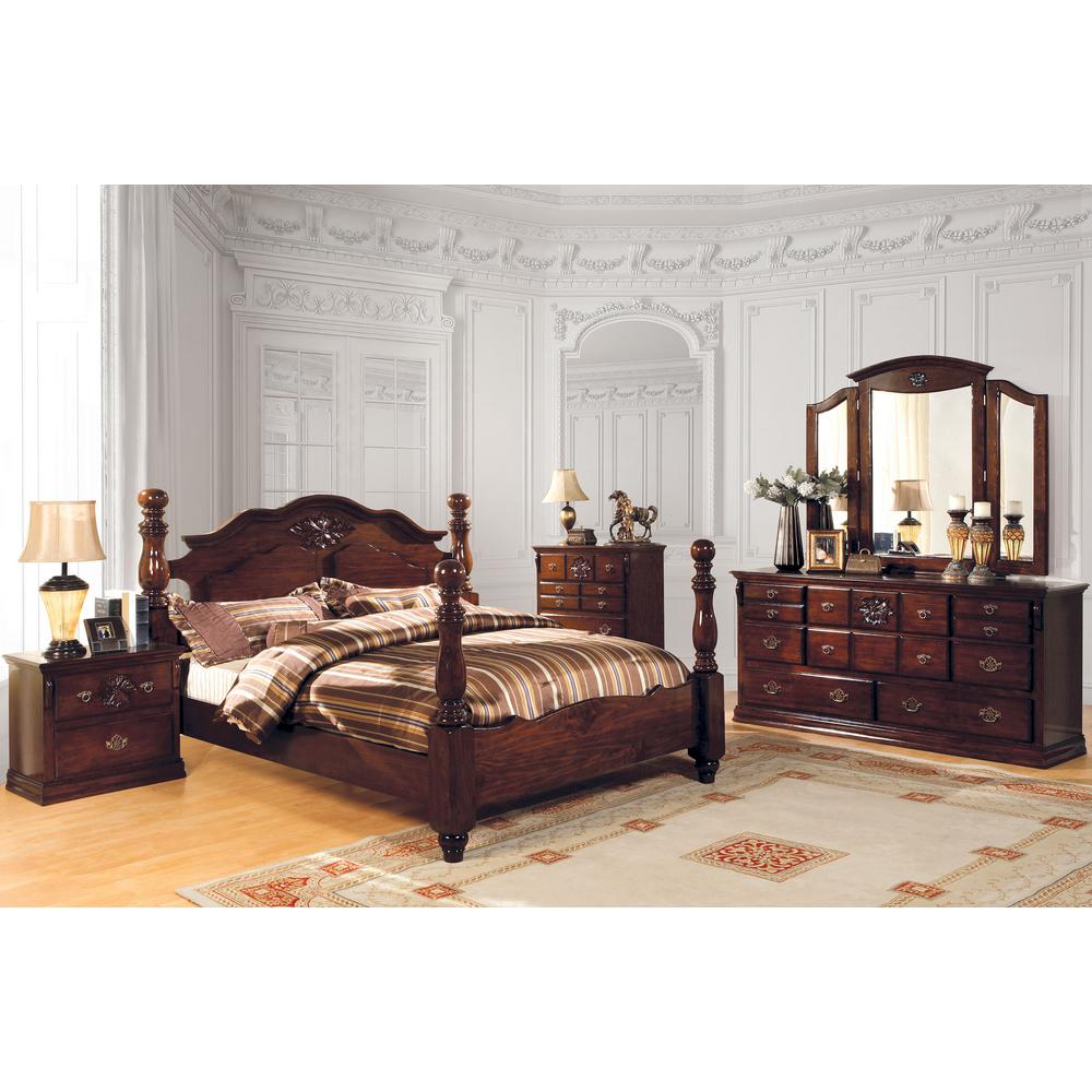 Tuscan Ii Queen Bed In Glossy Dark Pine