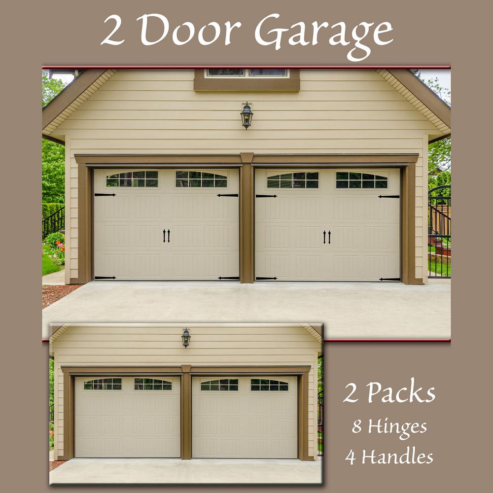 Household Essentials Decorative Magnetic Garage Hinges And Handles Set Of 2 In Black 240 The Home Depot - Magnetic Decorative Garage Door Hardware Kit