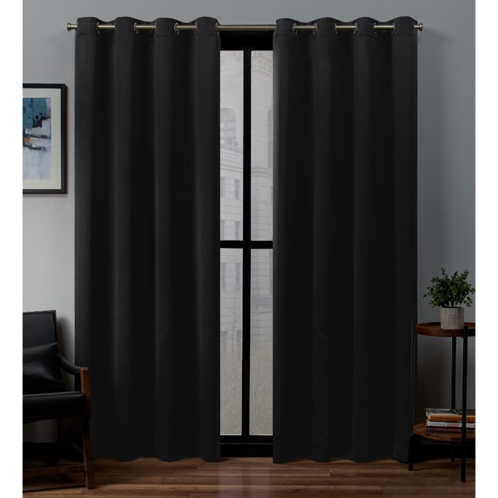 Sateen 52 in. W x 84 in. L Woven Blackout Grommet Top Curtain Panel in