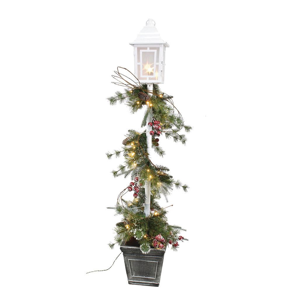 Other Artificial Trees Pre Decorated Holiday Decorations The Pre Lit Led Artificial Swag On Lamp Post With 50