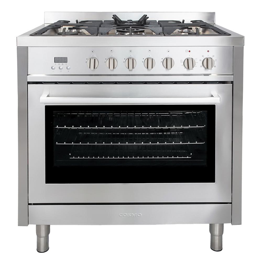 Cosmo CommercialStyle 36 in. 3.8 cu. ft. Dual Fuel Range with 8