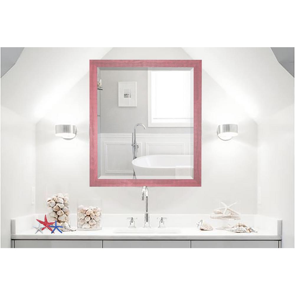 31 5 In X 27 Vintage Pink Framed Beveled Vanity Mirror R096 Vintage Pink Framed Beveled Vanity Mirror