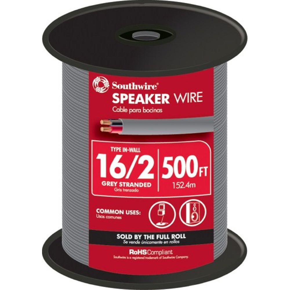Southwire (BytheFoot) 162 Gray Solid CU InWall Speaker Wire56911499 The Home Depot