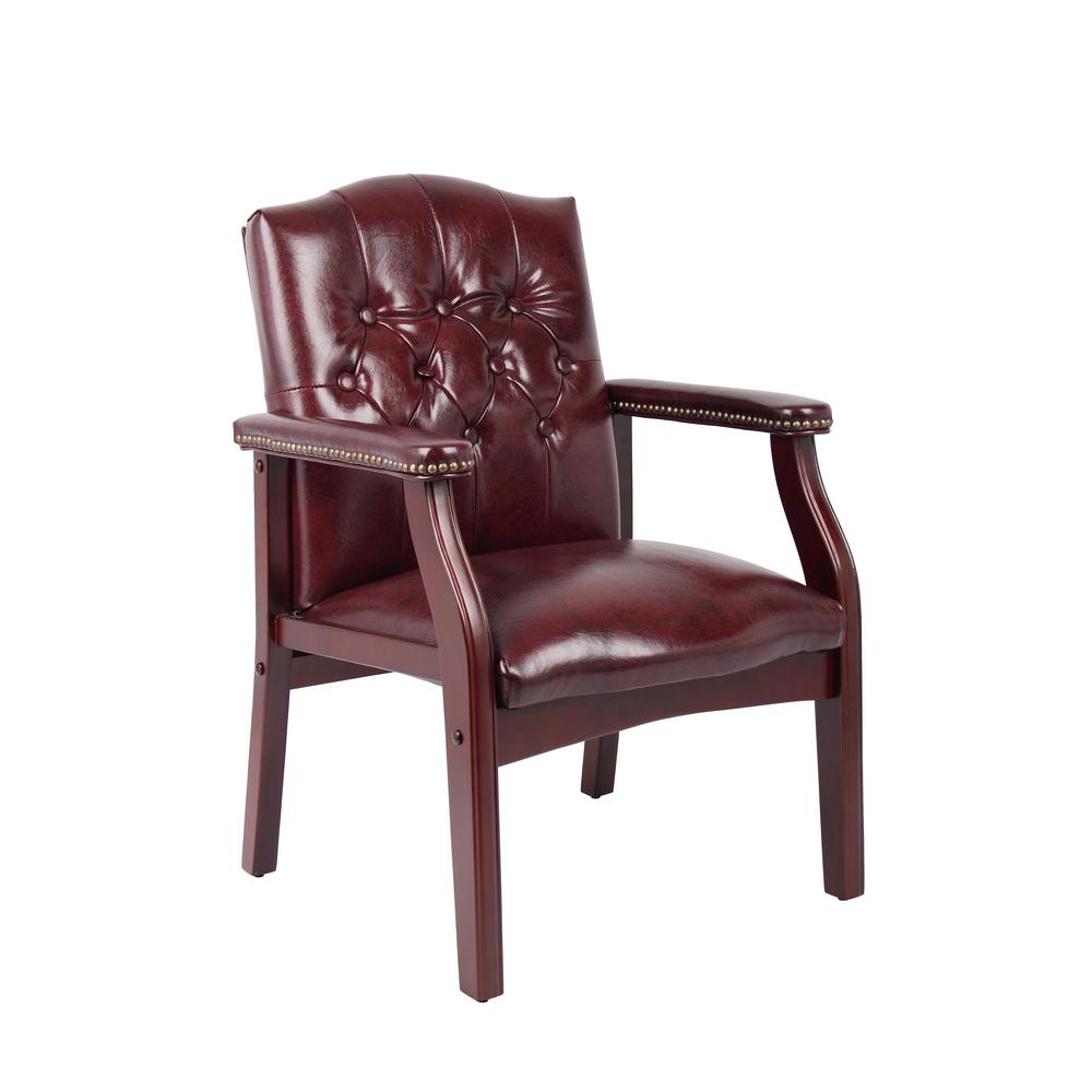Boss Mahogany Traditional Oxblood Vinyl Guest ChairB959BY The Home