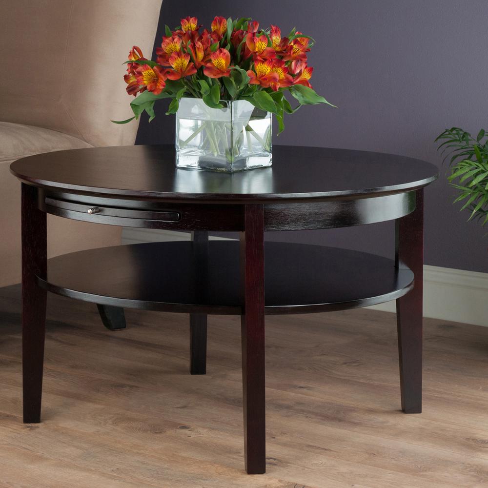 Winsome Wood Amelia 30 In Espresso Medium Round Coffee Table With Storage 92232 The Home Depot - Round Espresso Coffee Table With Storage Winsome Wood Amelia 30 In Espresso Medium Round Coffee Table With Storage 92232 The Home Depot - Round Espresso Coffee Table With Storage