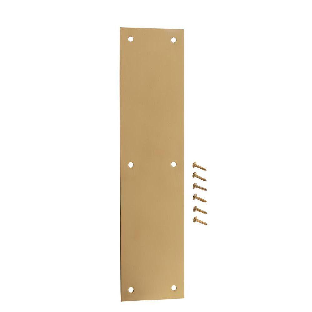 Everbilt 3-1/2 in. x 15 in. Bright Brass Push Plate-14236 - The Home Depot