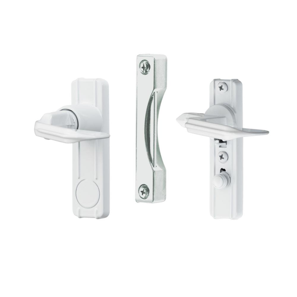 White InSwing Storm/Screen Doors Handle Set Strikes Fastener Included