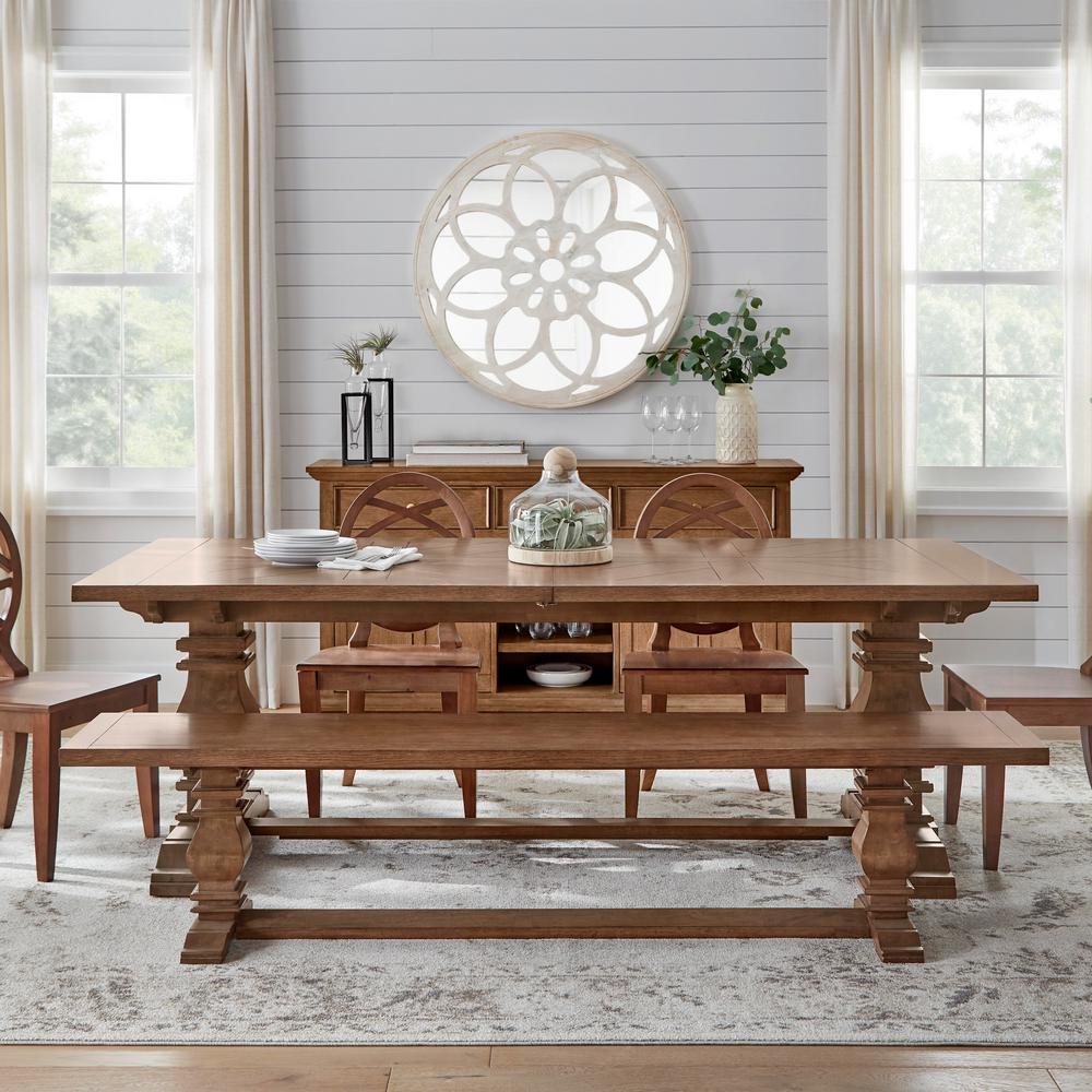 Trestle Dining Table With Self Storing, Trestle Farm Table
