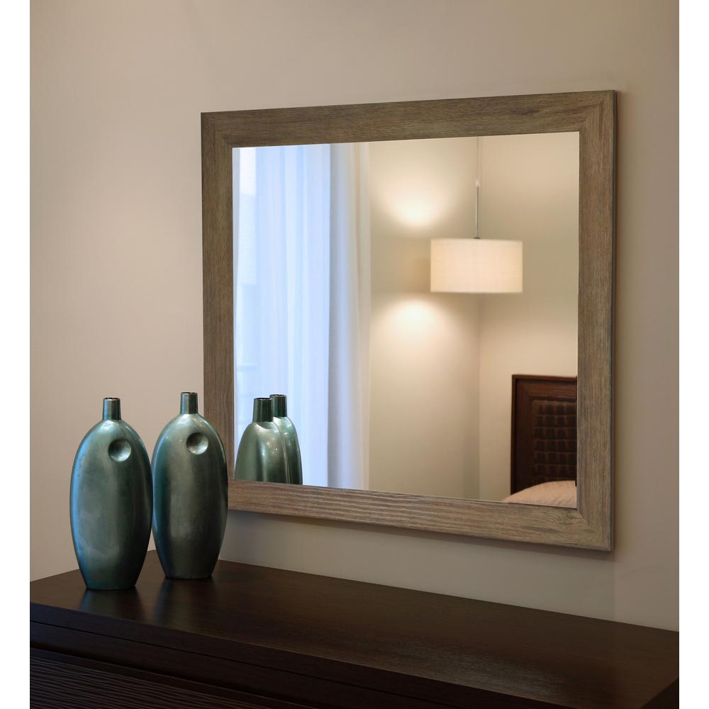 36 In X 24 Brown Barnwood Non Beveled Vanity Wall Mirror V063 36 In X 24 Brown Barnwood Non Beveled Vanity Wall Mirror