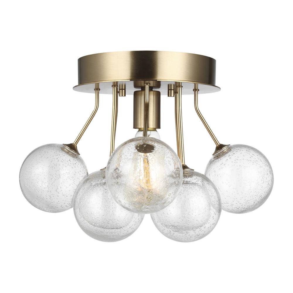Sea Gull Lighting Bronzeville 3Light Satin Brass Pendant with Seeded