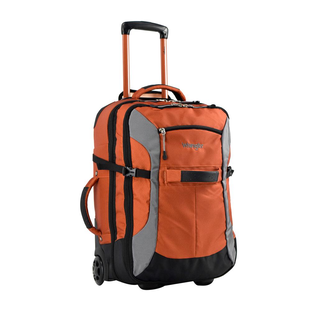 Wrangler WRANGLER 20 in. Burnt Orange Upright Rolling Carry-On/Duffel ...