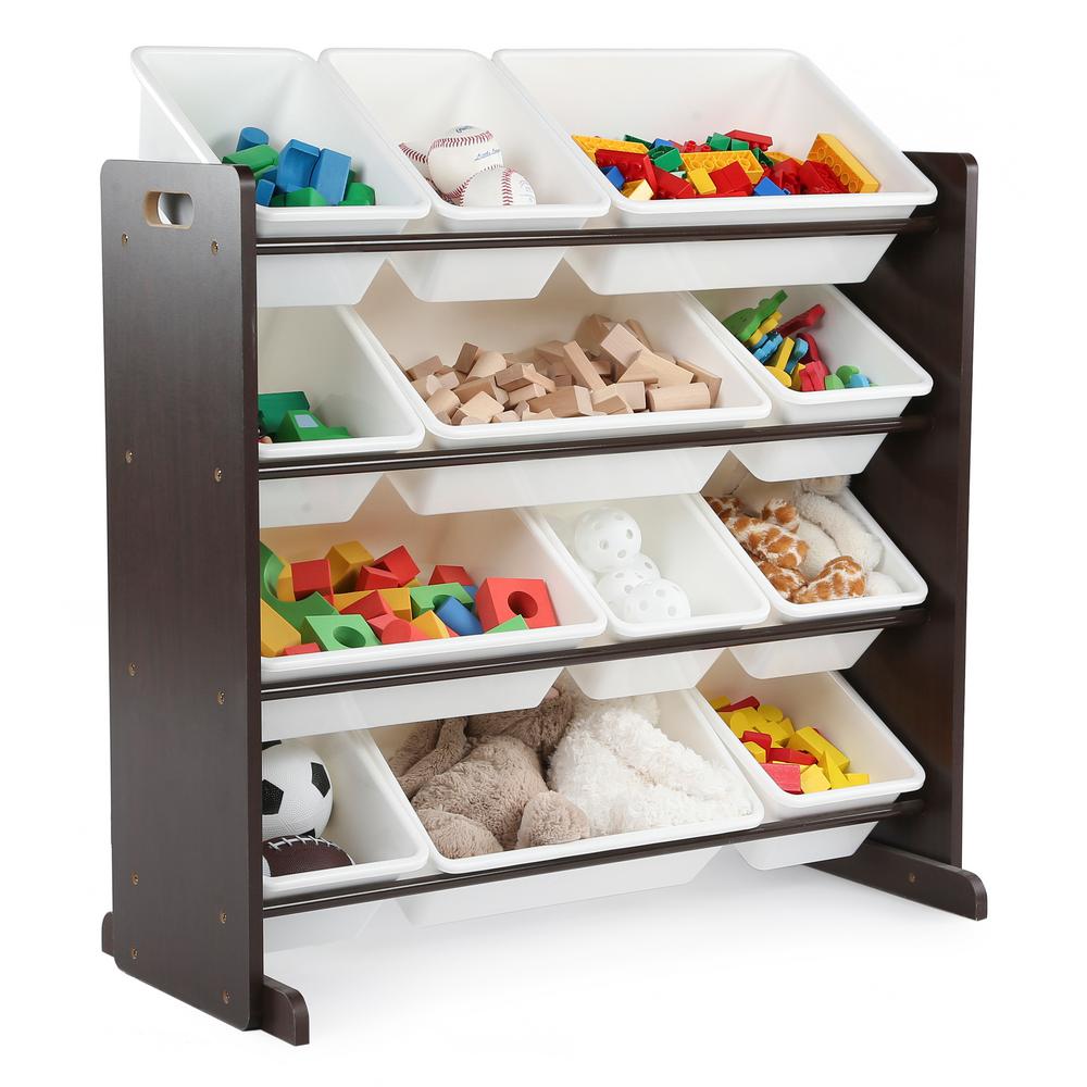 white corner toy storage