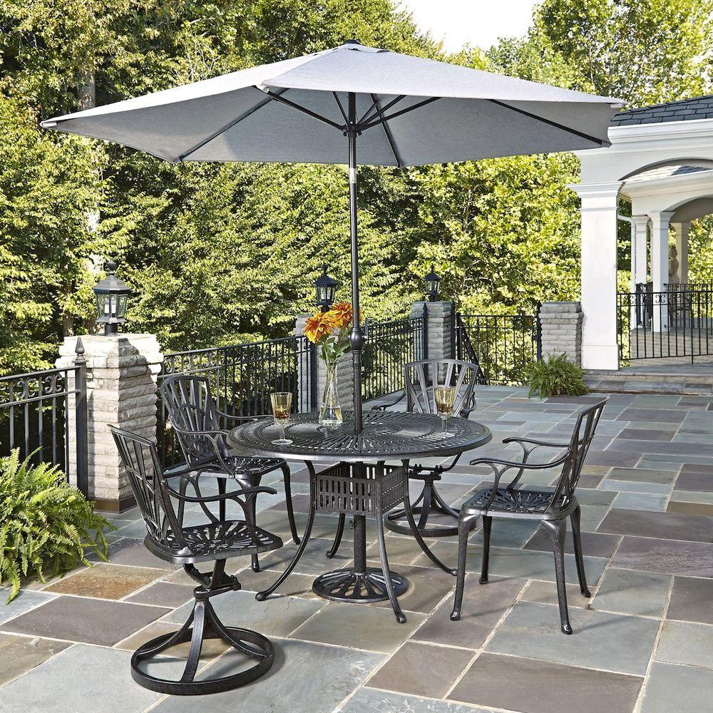 Homestyles Largo 48 In 5 Piece Patio Dining Set With Umbrella