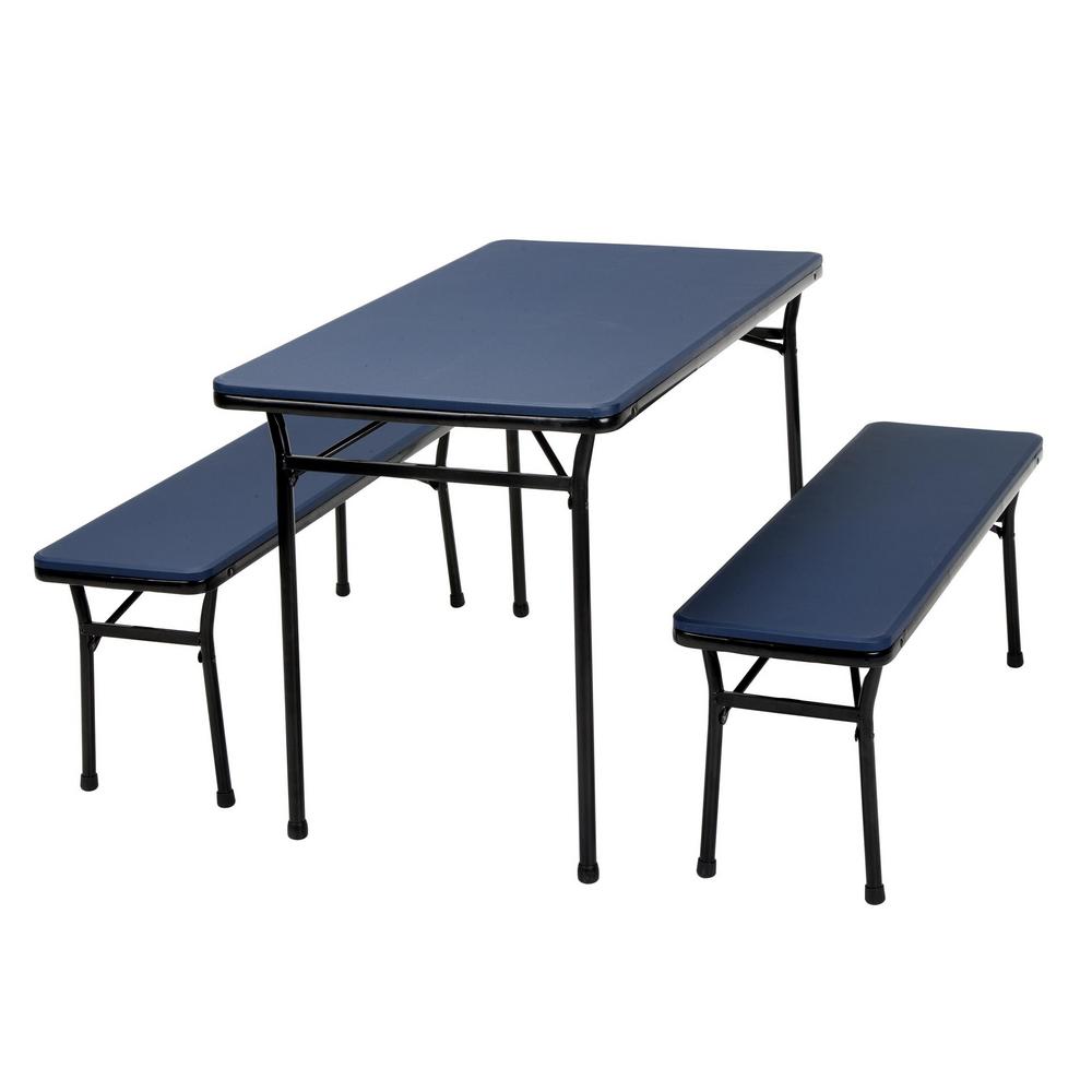 Cosco 5 Piece Beige Mist Folding Table And Chair Set 14551whd The 3 Piece Dark Blue Folding Table And Bench Set