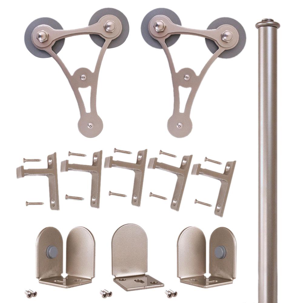 96 in. V8 Satin Nickel Rolling Door Hardware KitQG1300V802NR The Home Depot