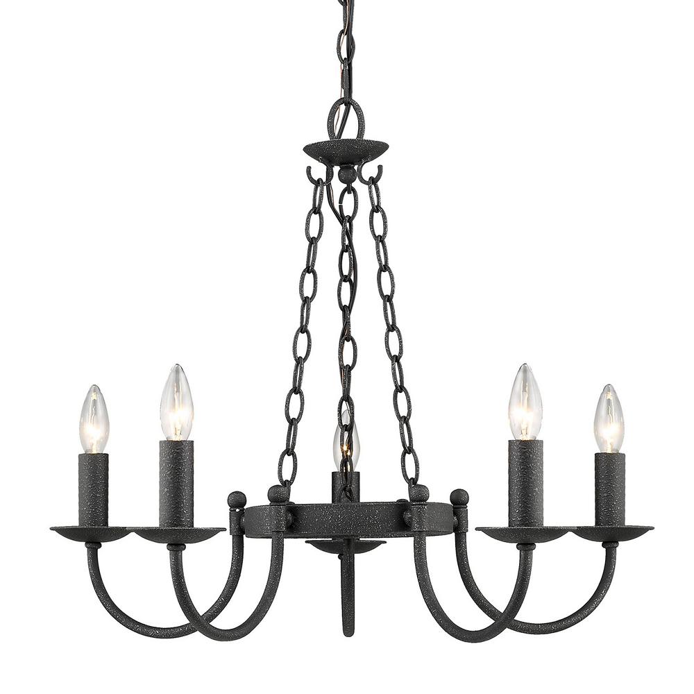 Special S Golden Lighting Recently Added Chandeliers Diaz 5 Light Black Iron Chandelier
