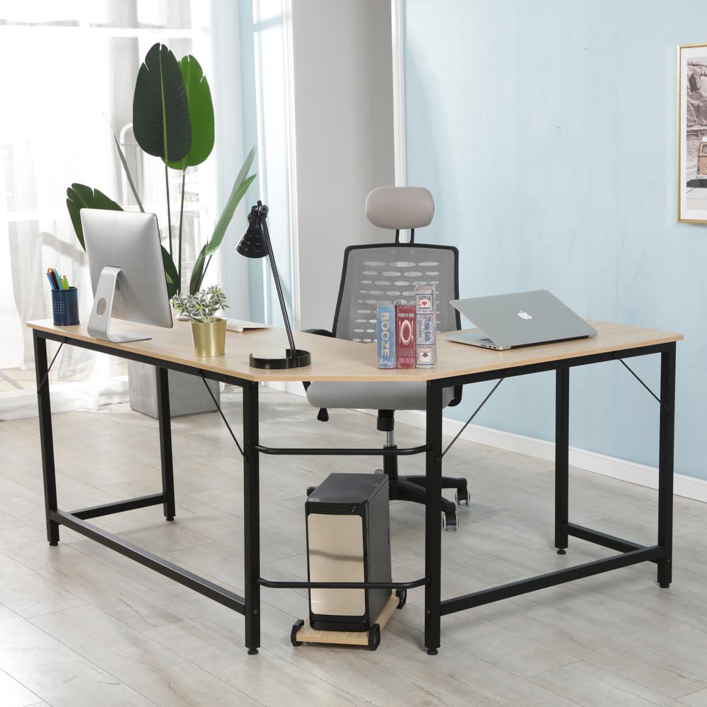 Harper Bright Designs Oak Modern Design L Shaped Desk Corner