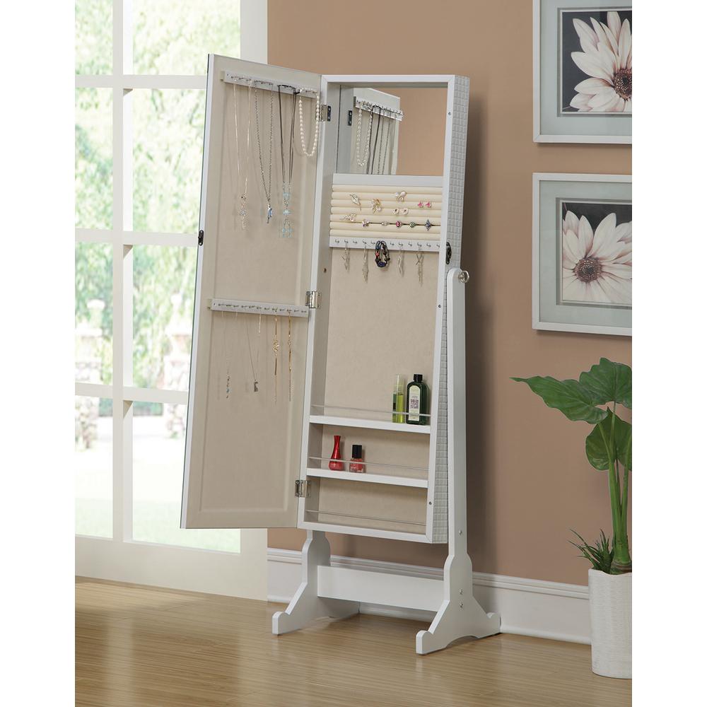 Coaster Home Furnishings White Jewelry Cheval Mirror With Interior