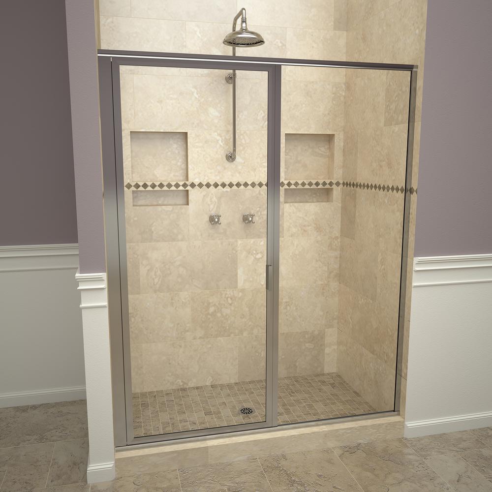 Redi Swing 1100 Series 47 In W X 72 1 8 H Framed Shower W X 72 1 8 In H Framed Swing Shower Door Polished Chrome With Pull Handle And Clear Glass