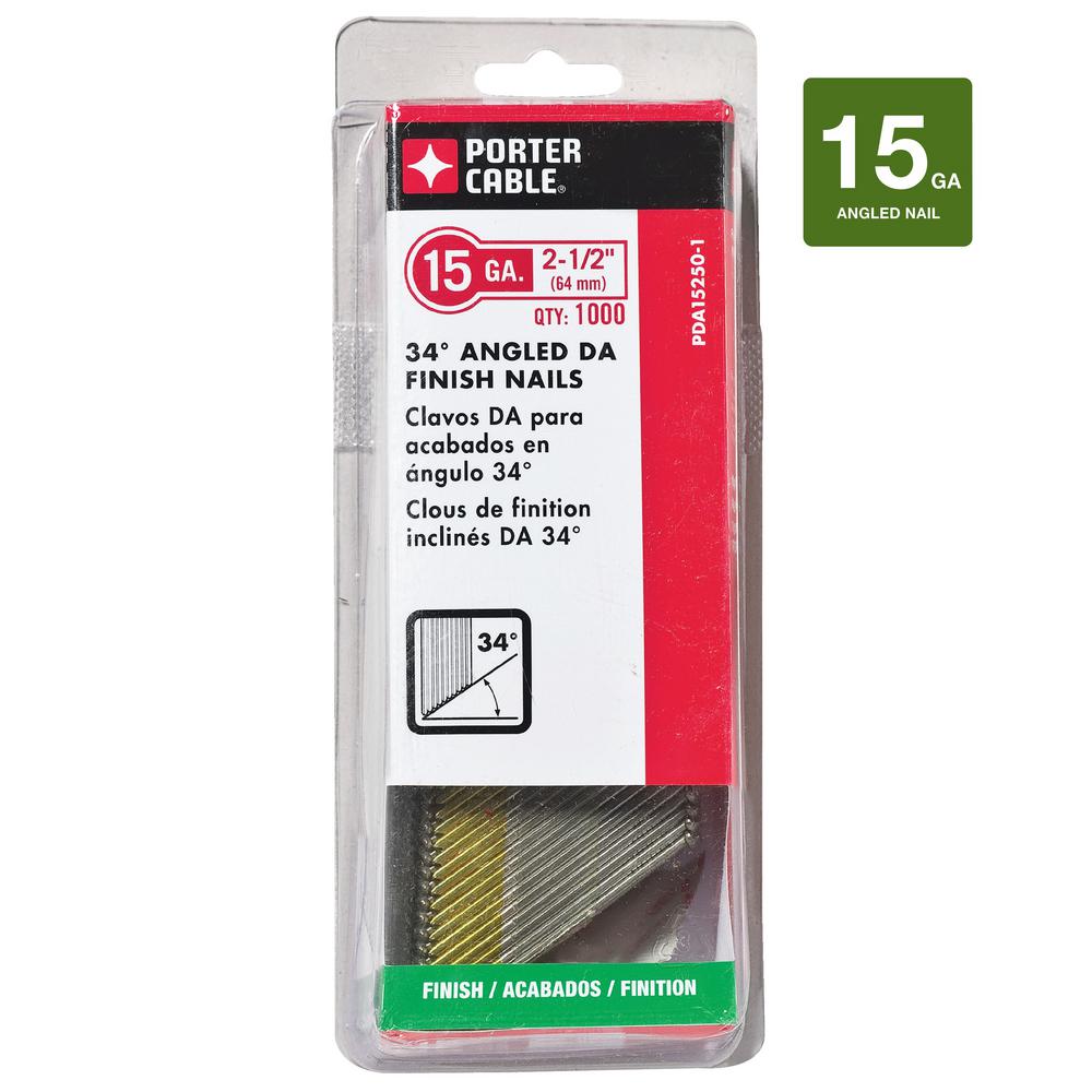 DA15 15 Gauge Galvanized Angled Finish Nails 34 Degree 1 1//4/" Galv 4,000 ct
