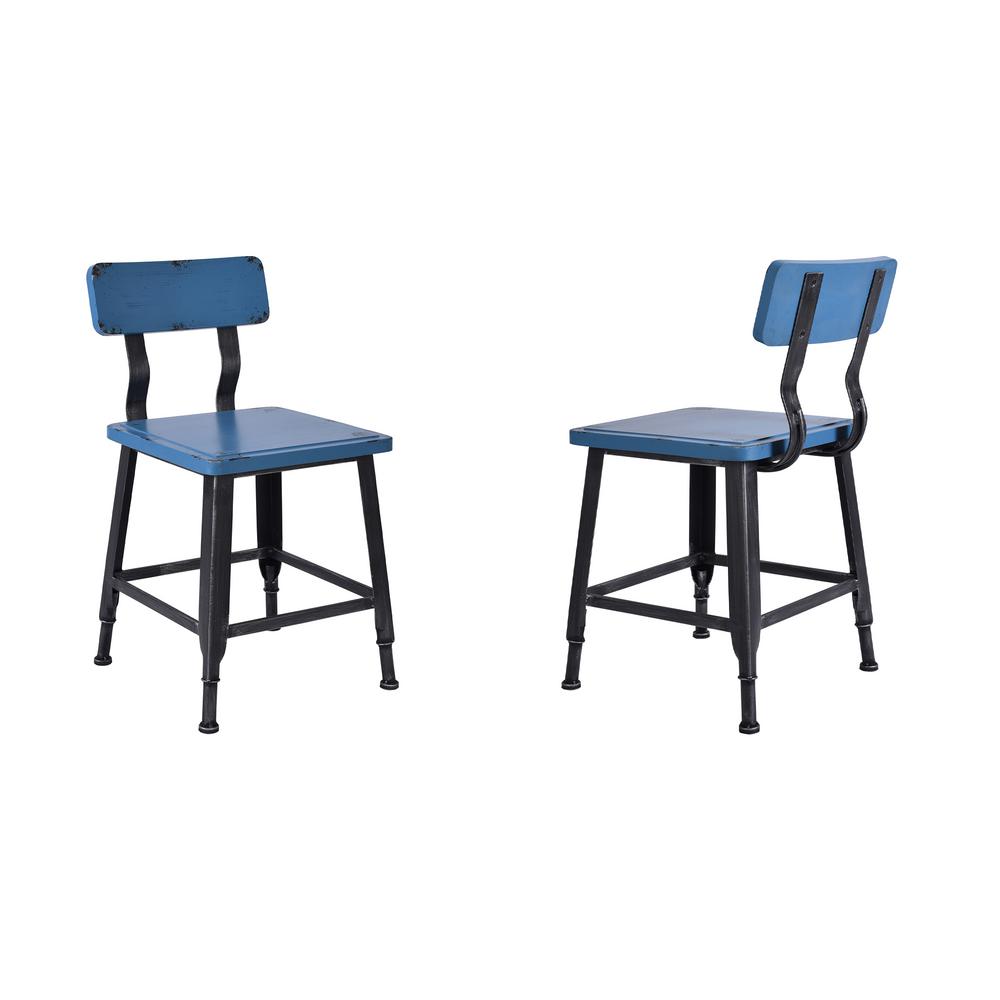 Today S Mentality Baylor Silver Brushed Gray With Antique Blue Wood Baylor Silver Brushed Gray With Antique Blue Wood Seat And Back Dining Chair Set Of 2