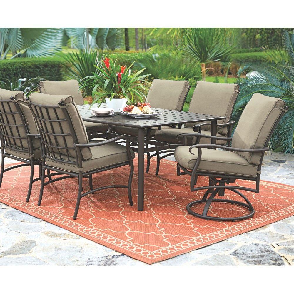 Home Decorators Collection Gabriel Espresso Bronze 7 Piece Patio Home Decorators Collection Gabriel Espresso Bronze 7 Piece Patio Dining Set With Beige Cushions