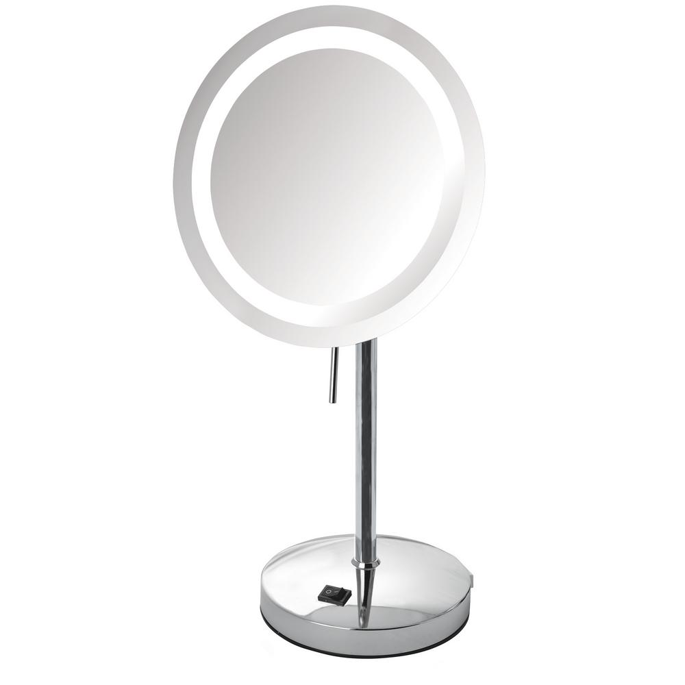 Chrome Jerdon Makeup Mirrors Bathroom The Home Depot Led Lighted Table Makeup Mirror