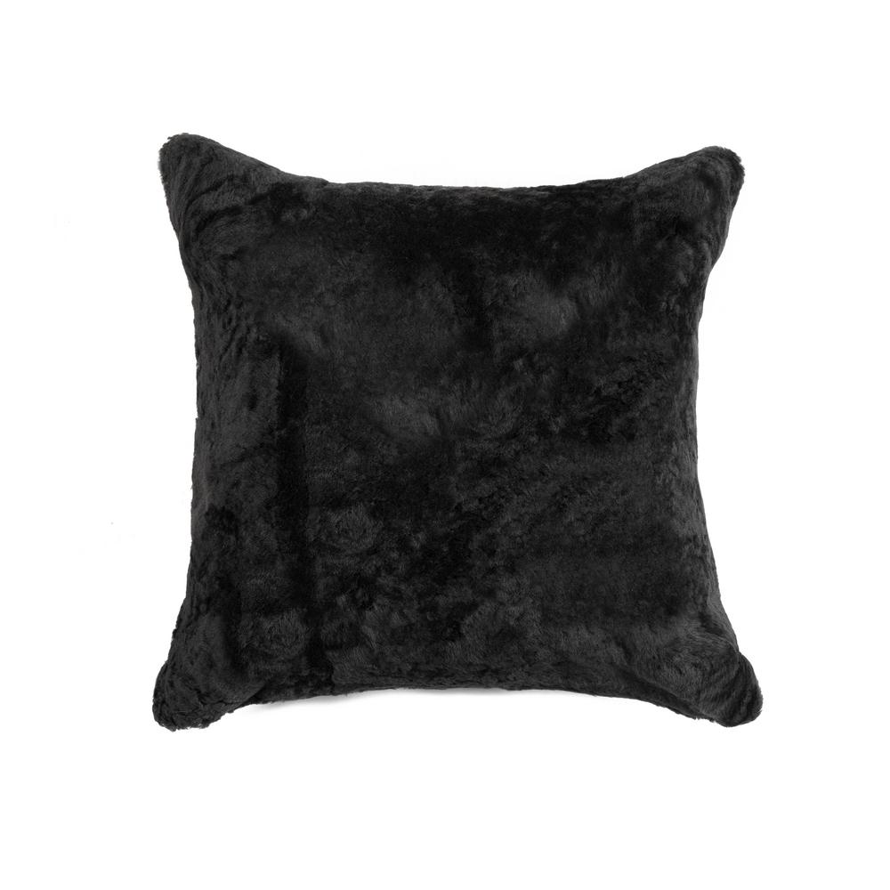 Natural Nelson Sheepskin Black Solid 12 In X 20 In Throw Pillow