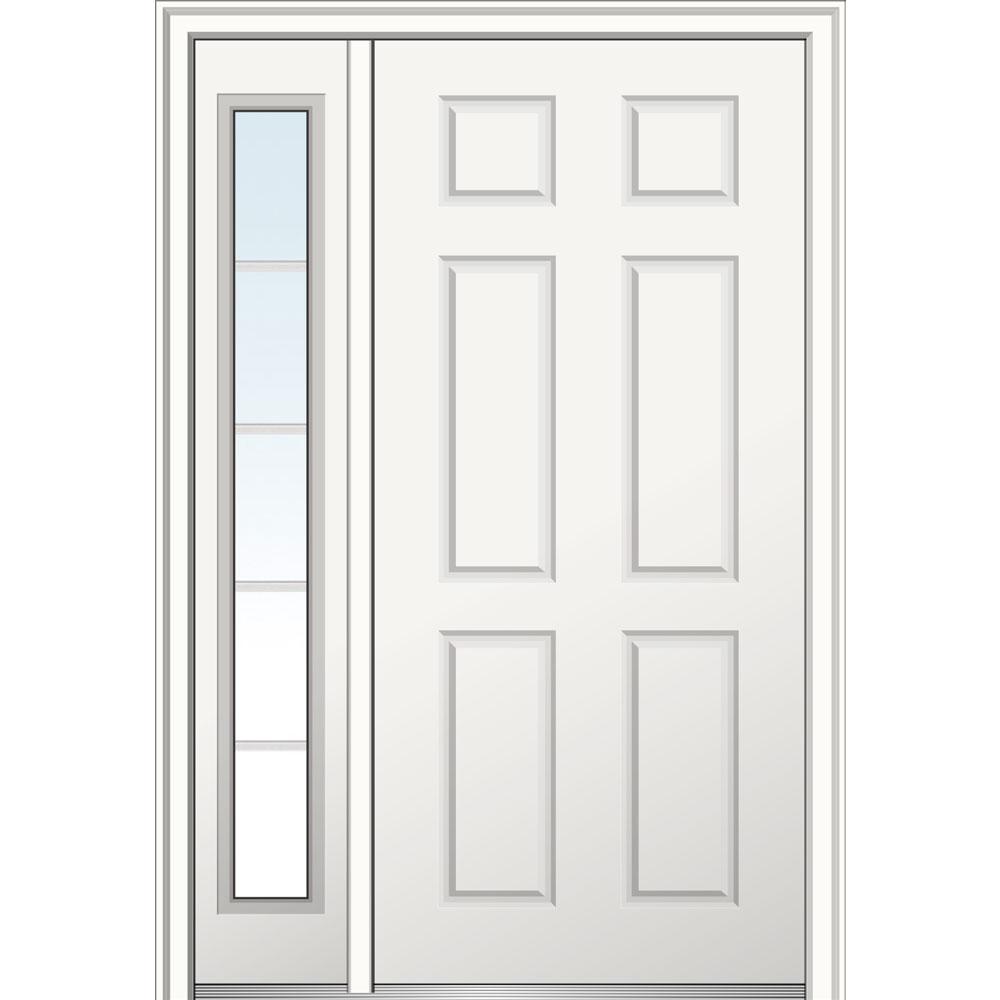 Mmi Door 53 In X 81 75 In 6 Panel Left Hand 6 Panel Primed Steel Prehung Front Door With One Sidelite On 6 9 16 In Frame