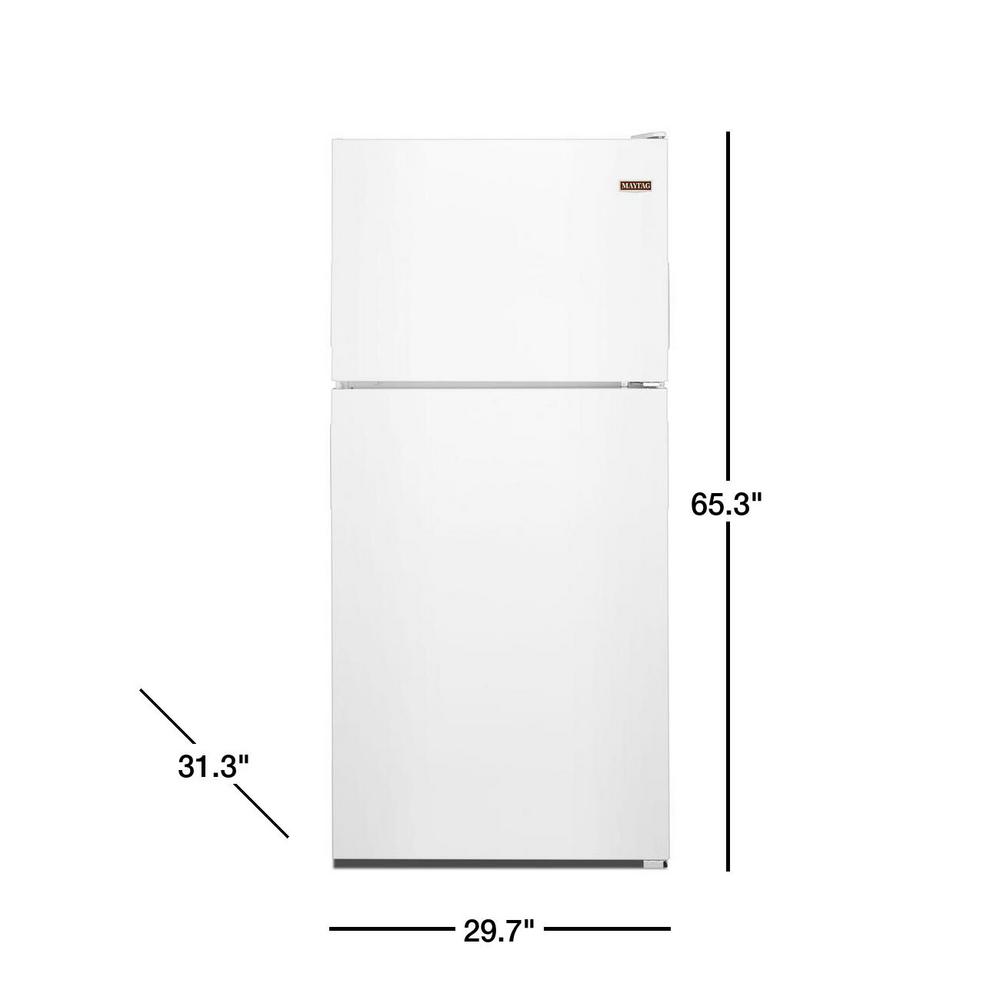 Maytag 18 Cu Ft Top Freezer Refrigerator In White Mrt118fffh The Home Depot