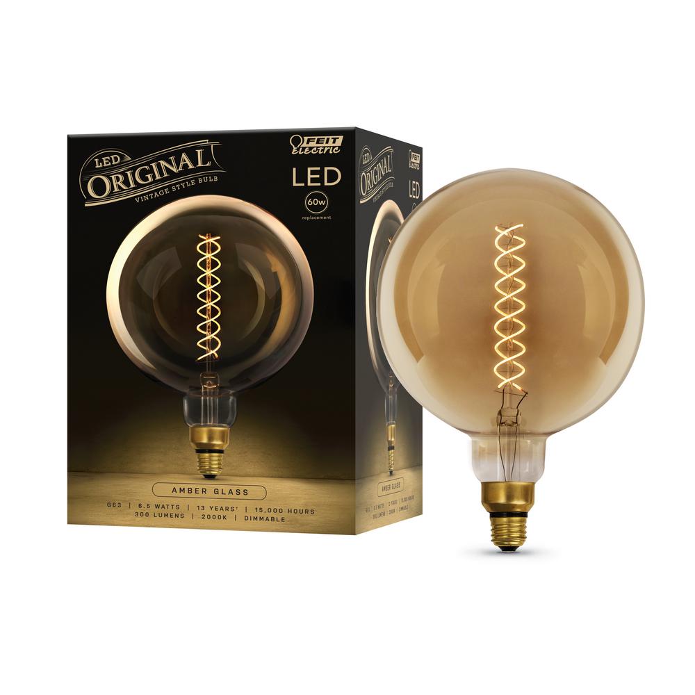 Feit Electric 40w Equivalent T10l Dimmable Led Amber Glass Vintage Edison Large Light Bulb With 0888