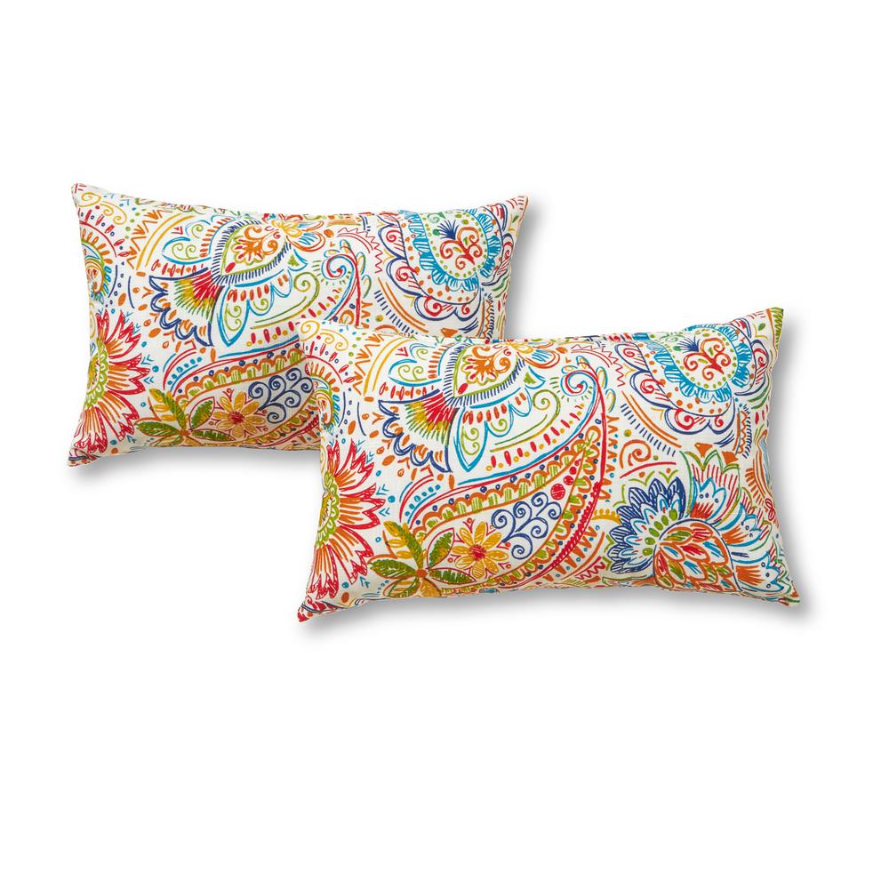 Greendale Home Fashions Baltic Paisley Lumbar Outdoor Throw Pillow (2