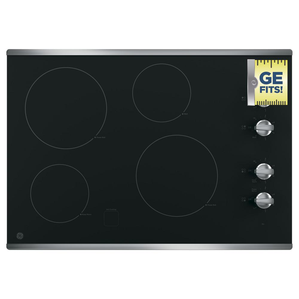 Ge 30 In Radiant Electric Cooktop In Stainless Steel With 4