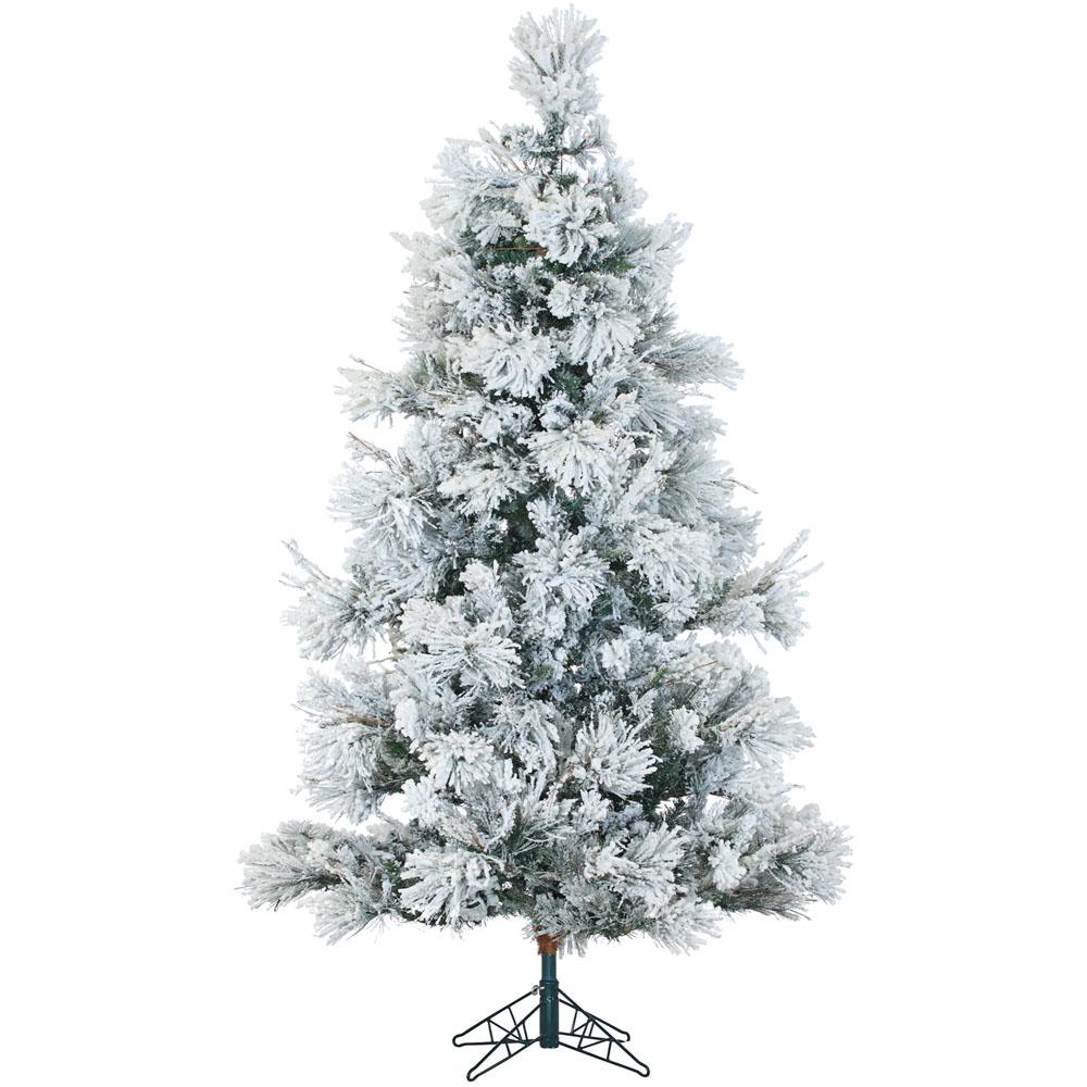 Fraser Hill Farm 6 5 Ft Pre Lit Led Flocked Snowy Pine Artificial Christmas Tree With 450 Multi Color String Lights Ffsn065 6sn The Home Depot