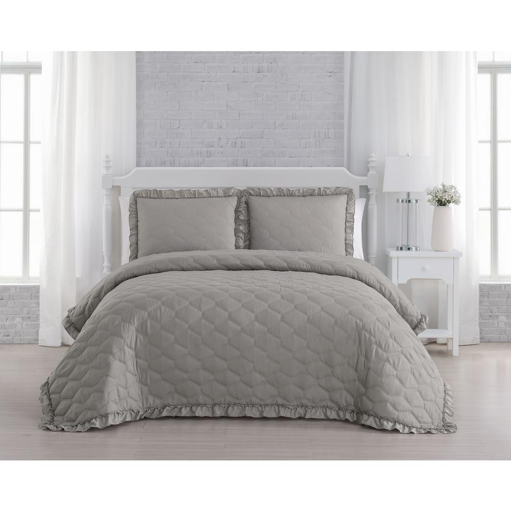 Melody Taupe King Quilt Set 3 Piece
